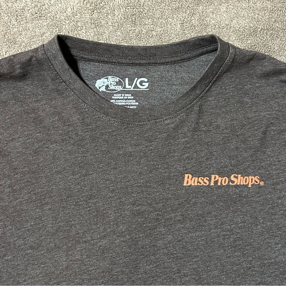 Bass Pro Shops Long Sleeve Cotton T-Shirt Large Brown with Orange Print - Picture 2 of 8